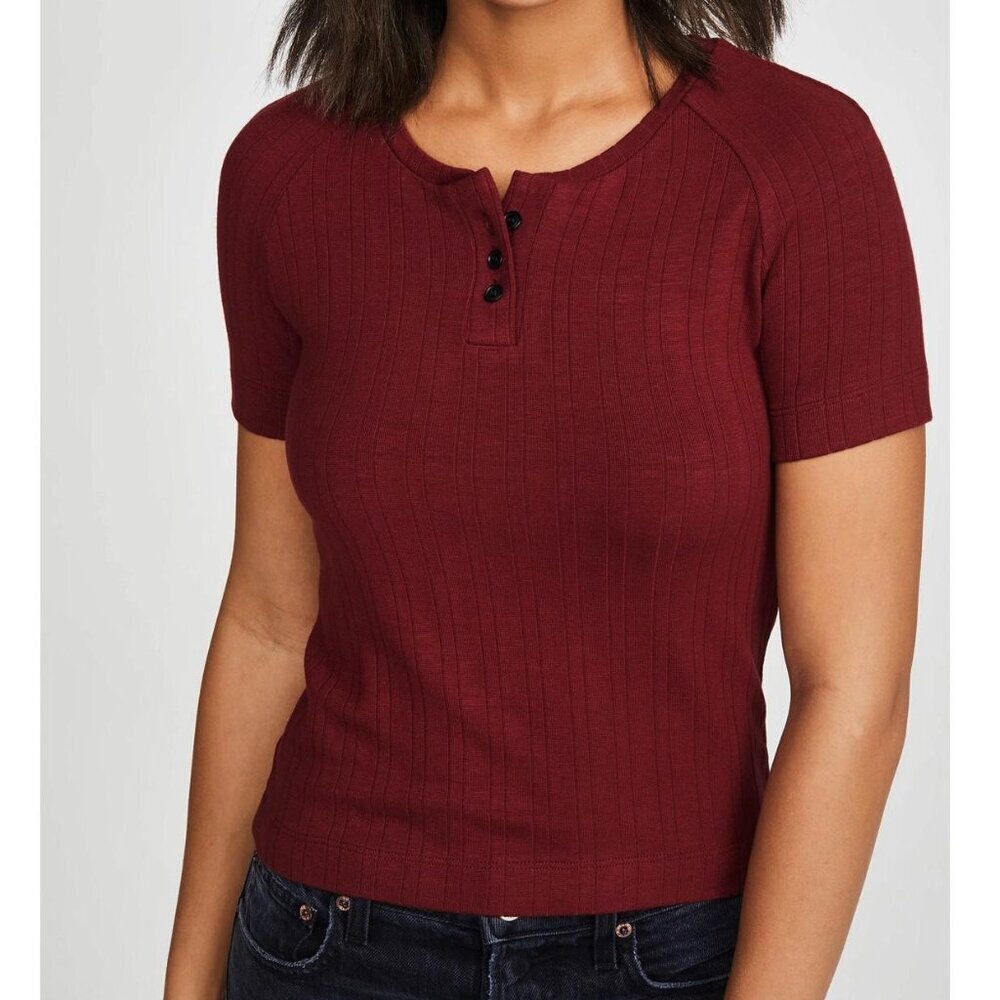3x1 Slim Knit Henley - /Red